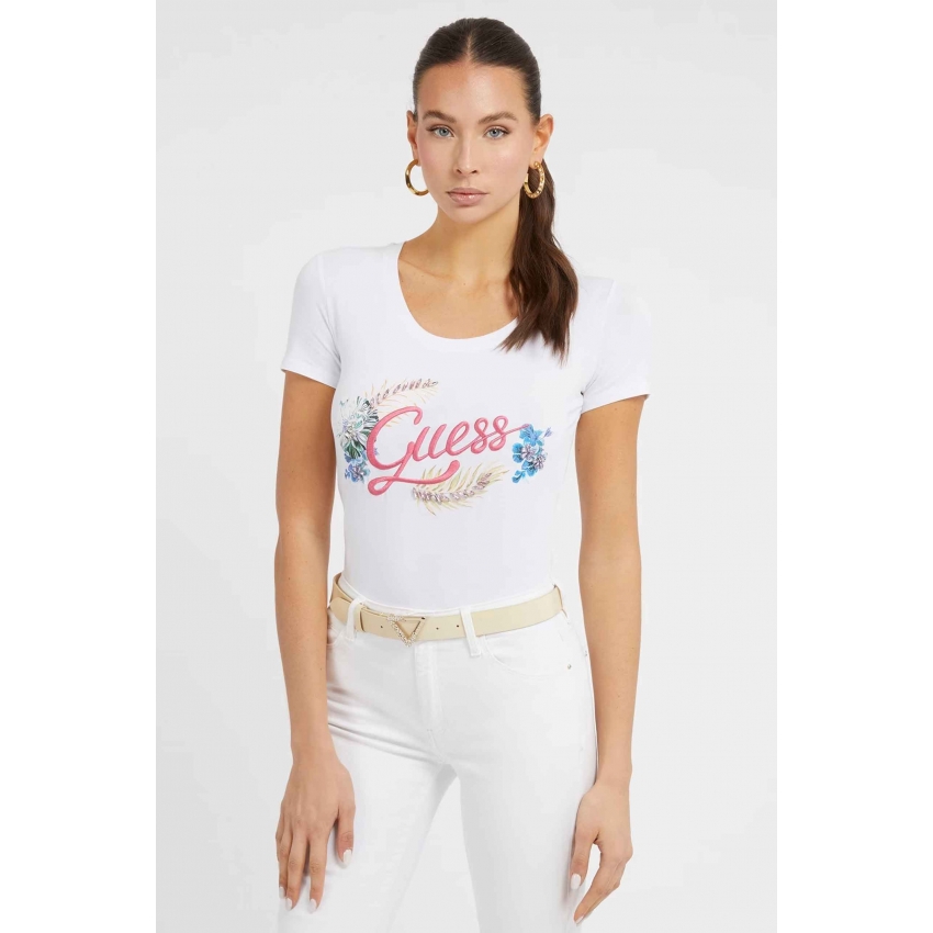 GUESS JEANS Camisetas de chica W3GI40J1314 BLANCO