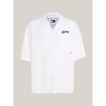 TOMMY HILFIGER Camisa oversize de manga corta de chico blanca con logo