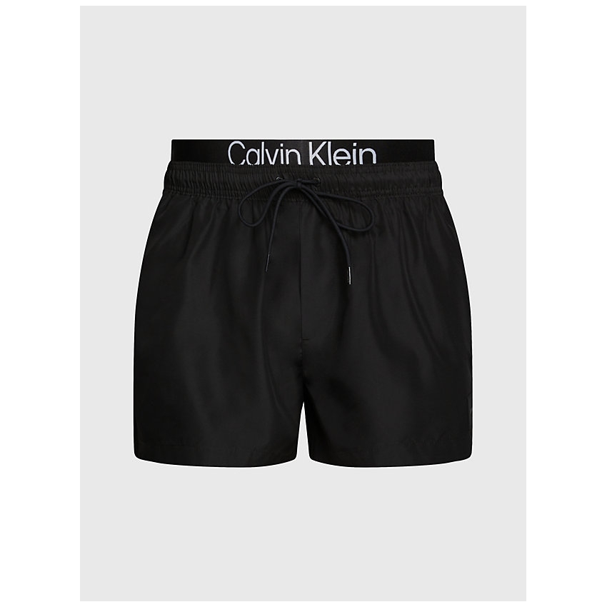 CALVIN KLEIN Bañador corto con cinturilla doble - CK Steel NEGRO