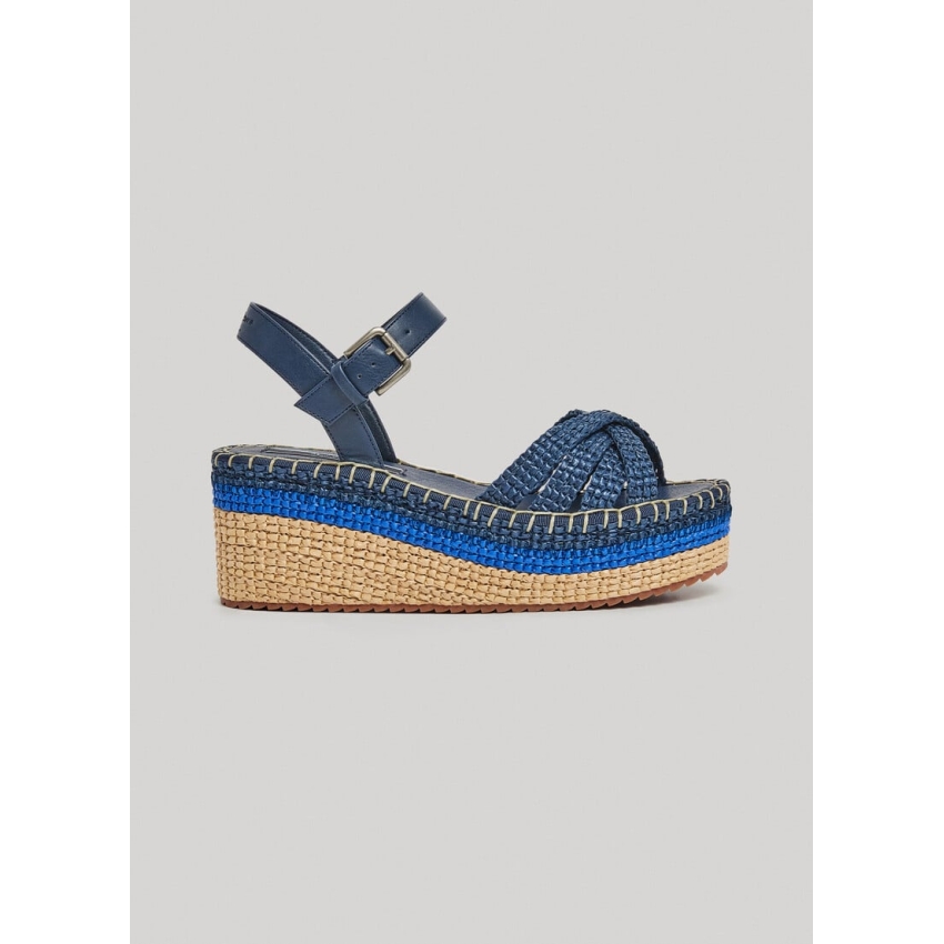 Pepe Jeans SANDALIAS DE CUÑA TIRAS CRUZADAS  AZUL