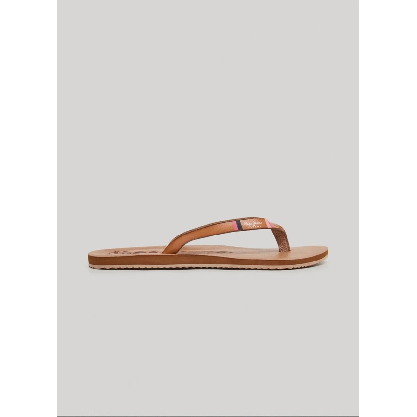 Pepe Jeans CHANCLAS DE PLAYA EFECTO PIEL MARRON