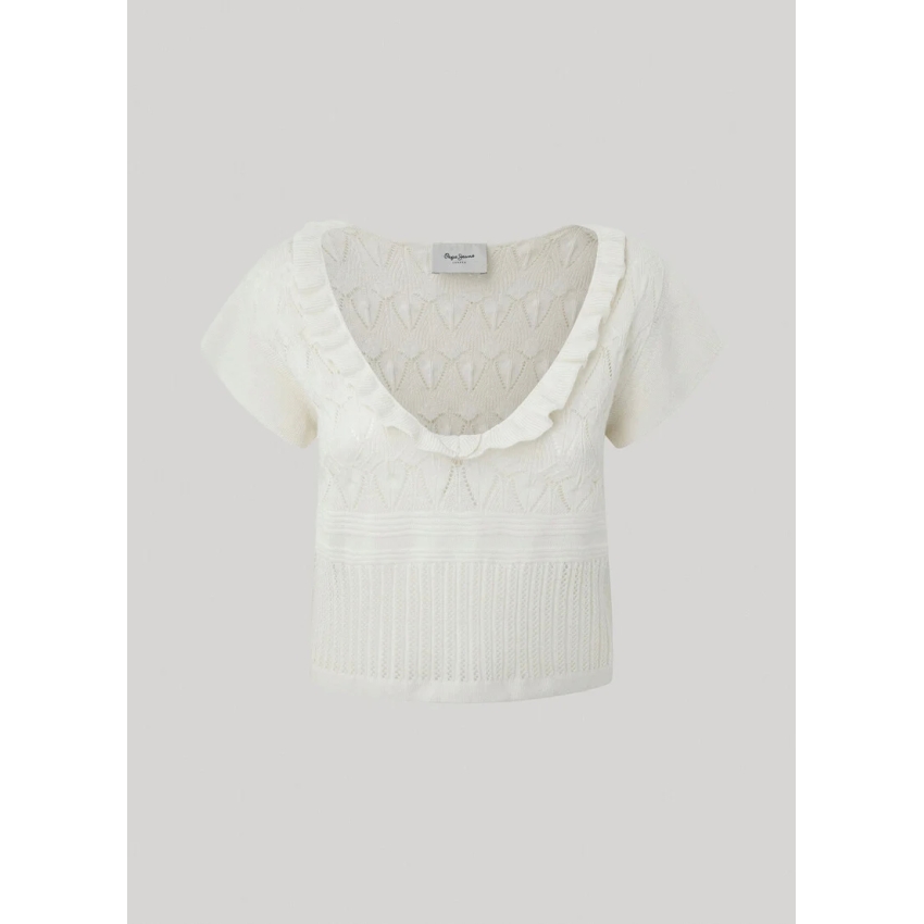 Pepe Jeans TOP DE PUNTO CALADO BLANCO