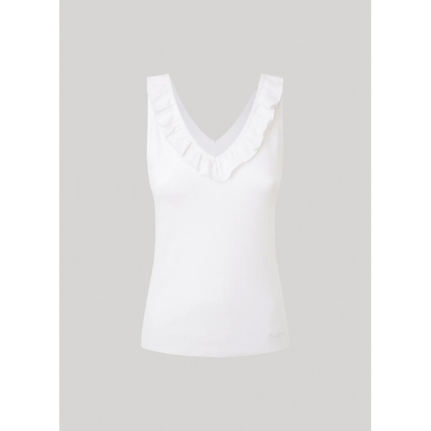 Pepe Jeans CAMISETA ESCOTE EN V FIT SLIM BLANCO