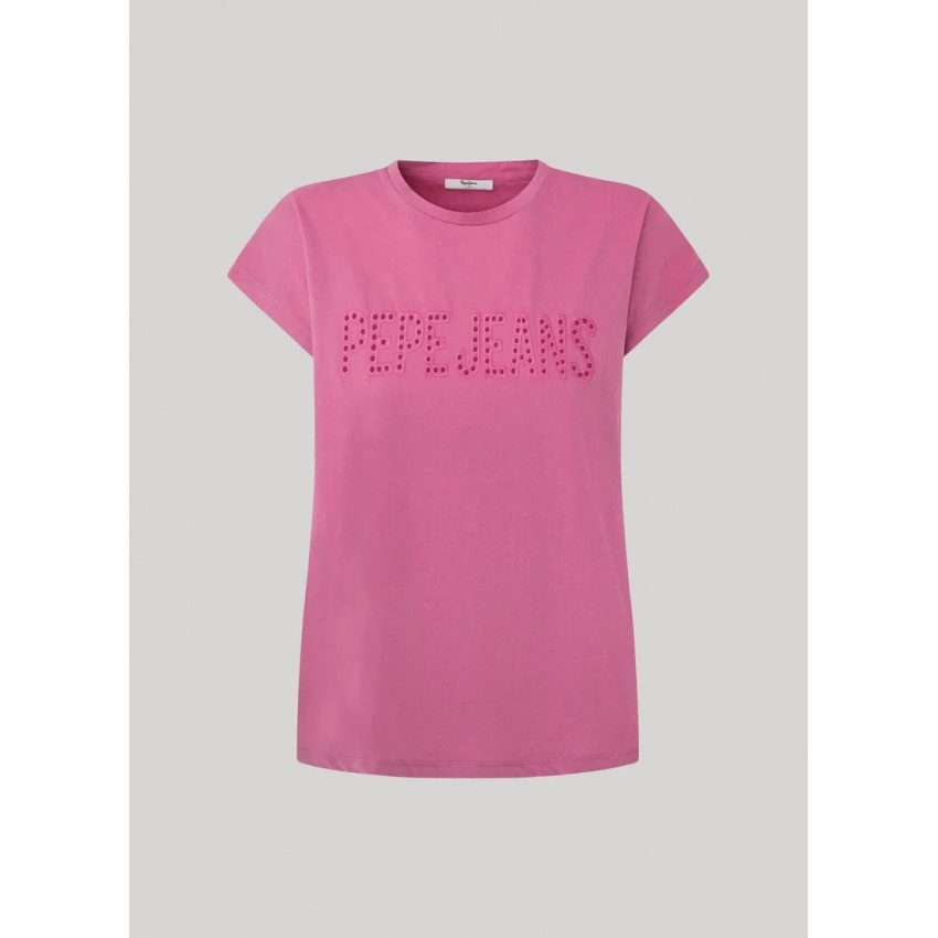 Pepe Jeans CAMISETA LOGO FIT BOXY ROSA