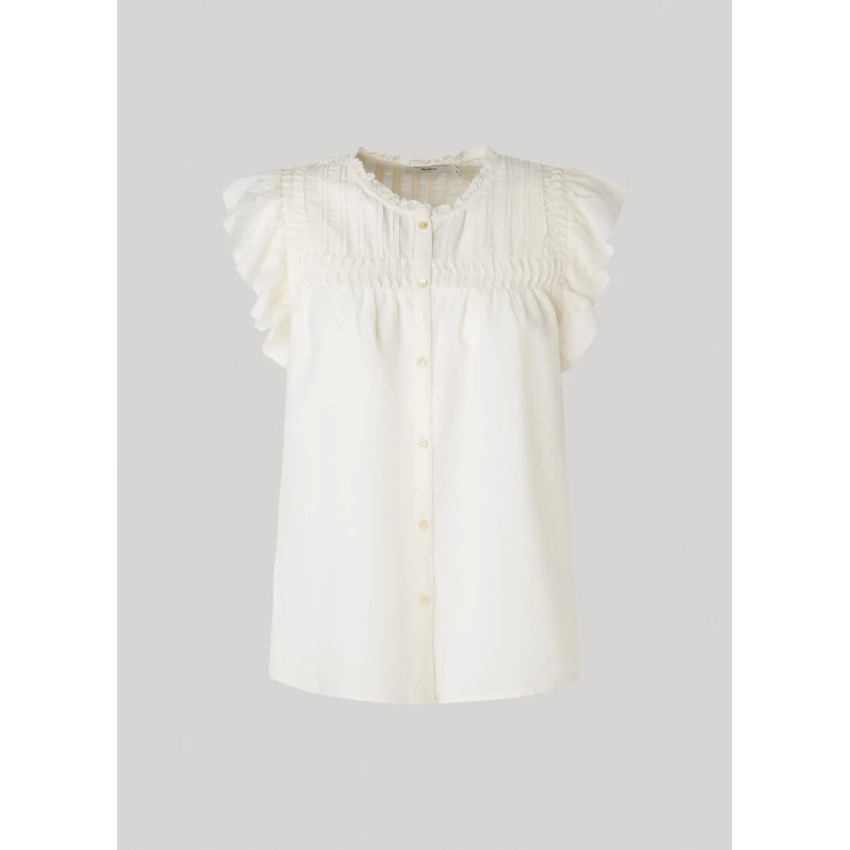 Pepe Jeans BLUSA CON DETALLES PLISADOS BLANCO