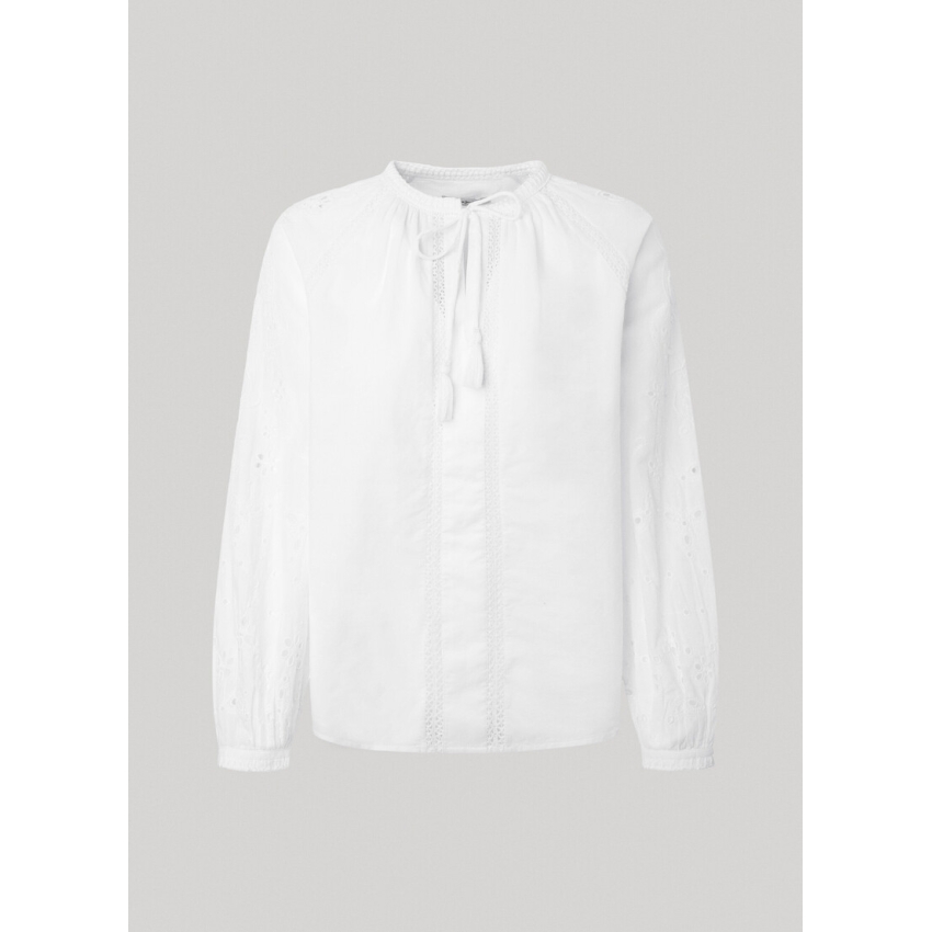 Pepe Jeans BLUSA CON DETALLES BORDADOS BLANCO