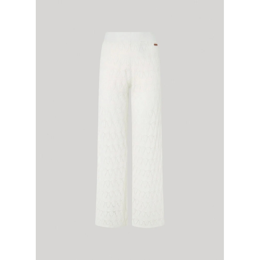 Pepe Jeans PANTALÓN PALAZZO DETALLES CALADOS BLANCO