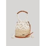 Pepe Jeans BOLSO TOTE EN ALGODÓN Y MIMBRE BEIGE