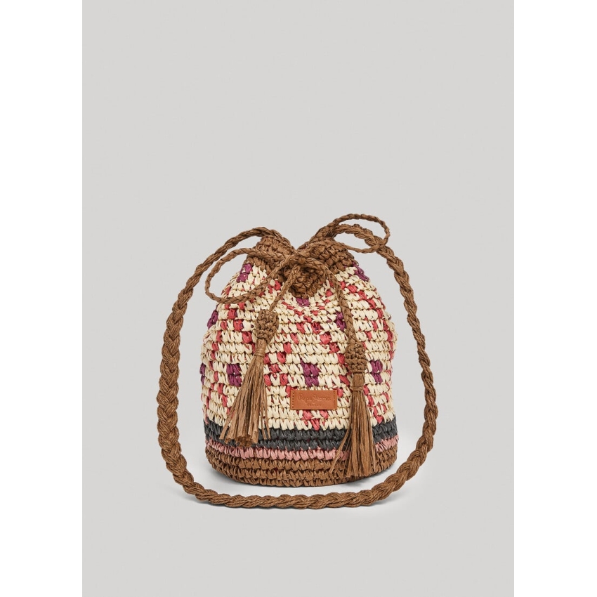 Pepe Jeans BOLSO BUCKET DE RAFIA  MARRON