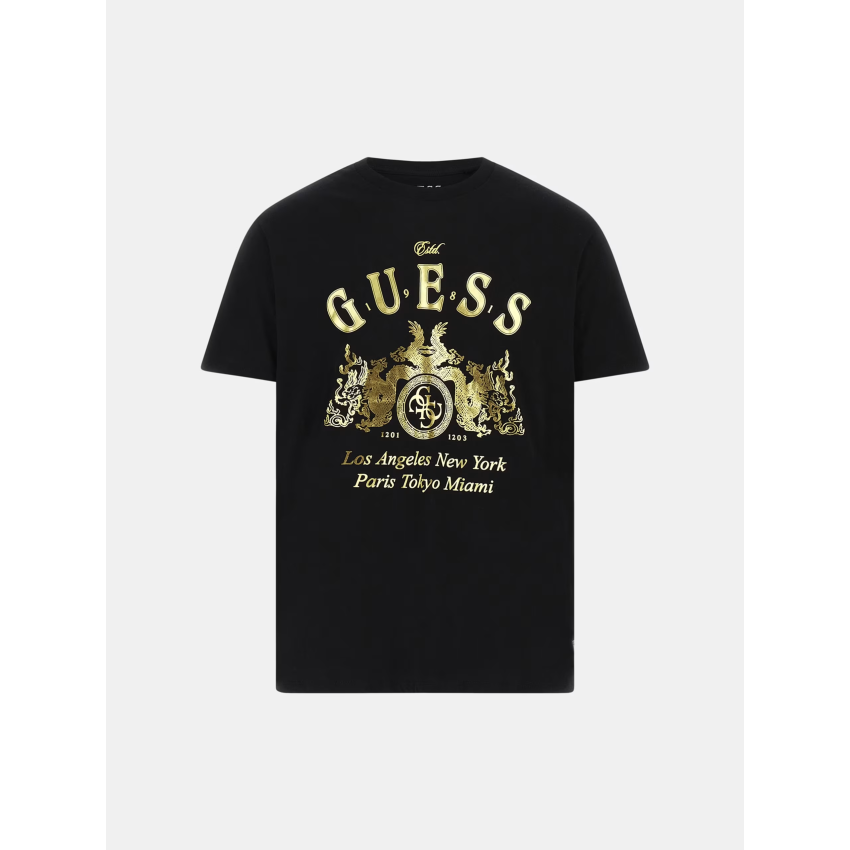 GUESS JEANS Camiseta con logo frontal Negra de chico