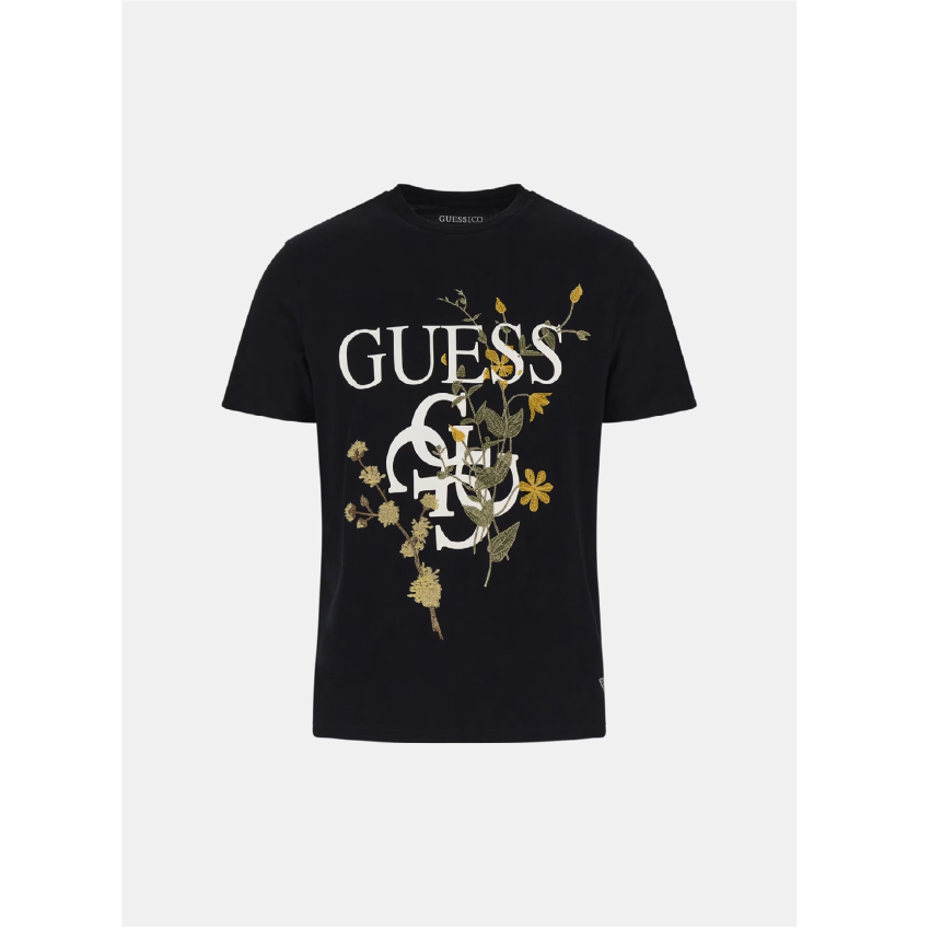 GUESS JEANS Camiseta con logotipo frontal Negro