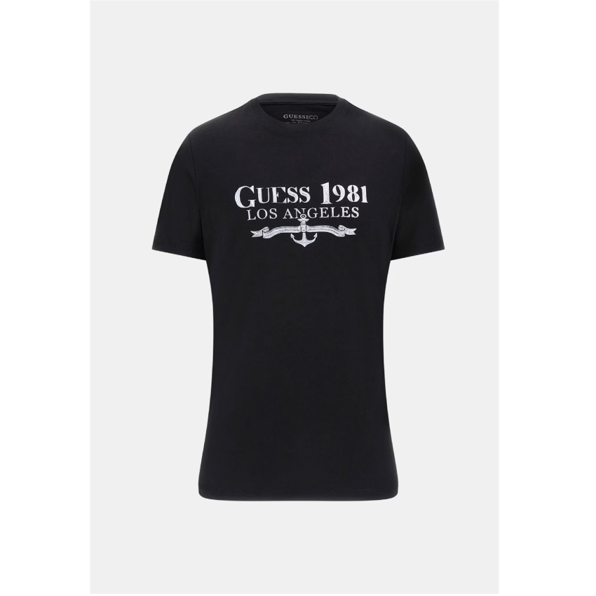 GUESS JEANS Camiseta elástica con estampado frontal Negro