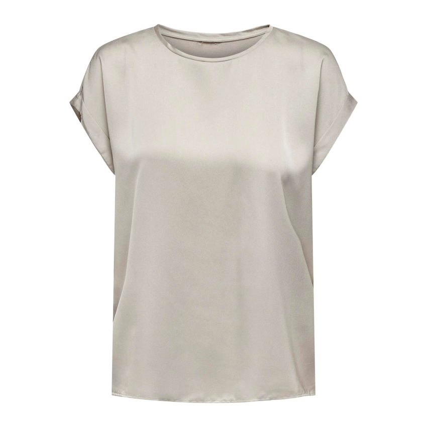 Only Tops Corte regular Cuello redondo Puños doblados BEIGE