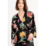 Molly Bracken Blusas de chica con estampado y lazada Negro