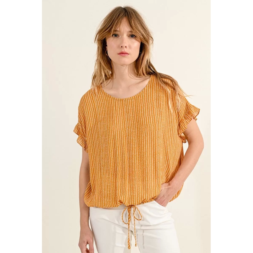 Molly Bracken Top de manga corta, con lazada y estampado UNICO